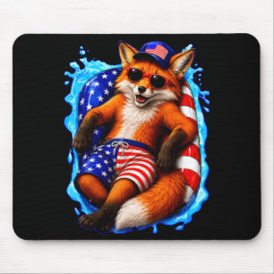 Fox with sunglasses patriotic animal summer pool mouse pad
