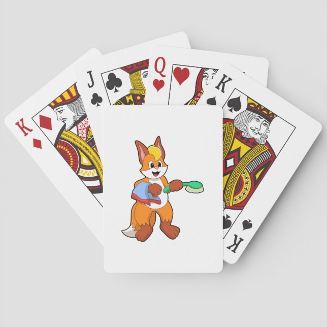 Fox with Towel & Brush Playing Cards (Back)