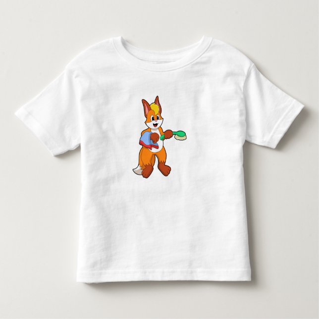Fox with Towel & Brush Toddler T-Shirt (Front)