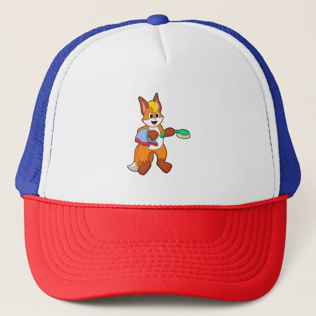 Fox with Towel & Brush Trucker Hat (Front)