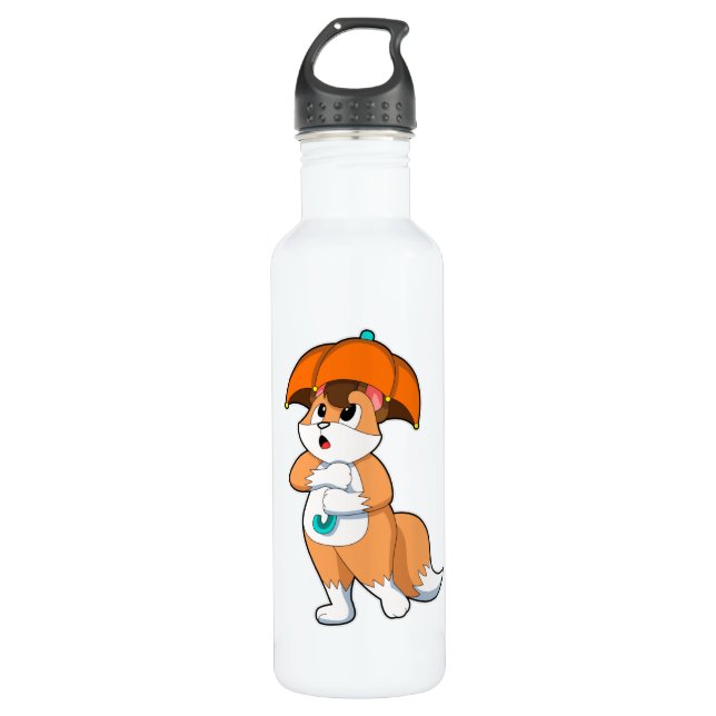 Fox with Umbrella 710 Ml Water Bottle (Front)