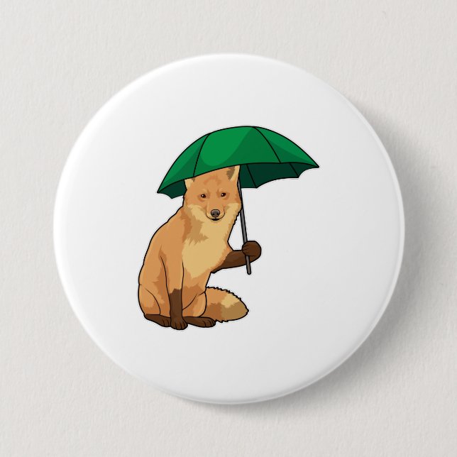 Fox with Umbrella 7.5 Cm Round Badge (Front)