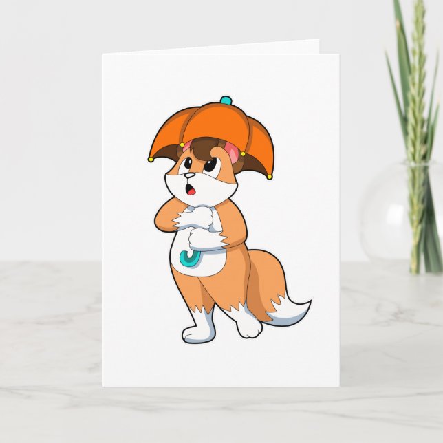 Fox with Umbrella Card (Front)