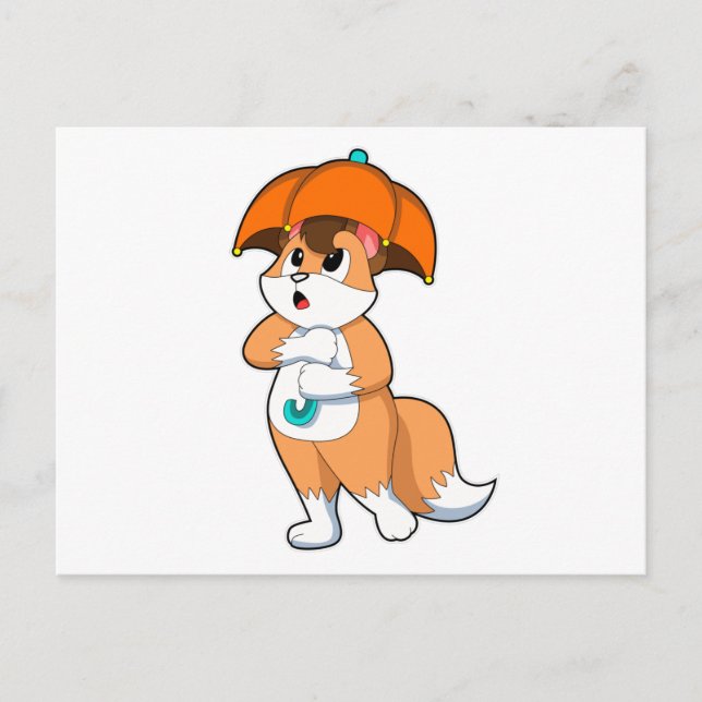 Fox with Umbrella Postcard (Front)