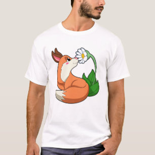 Fox with white Flower T-Shirt