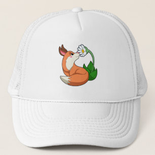 Fox with white Flower Trucker Hat