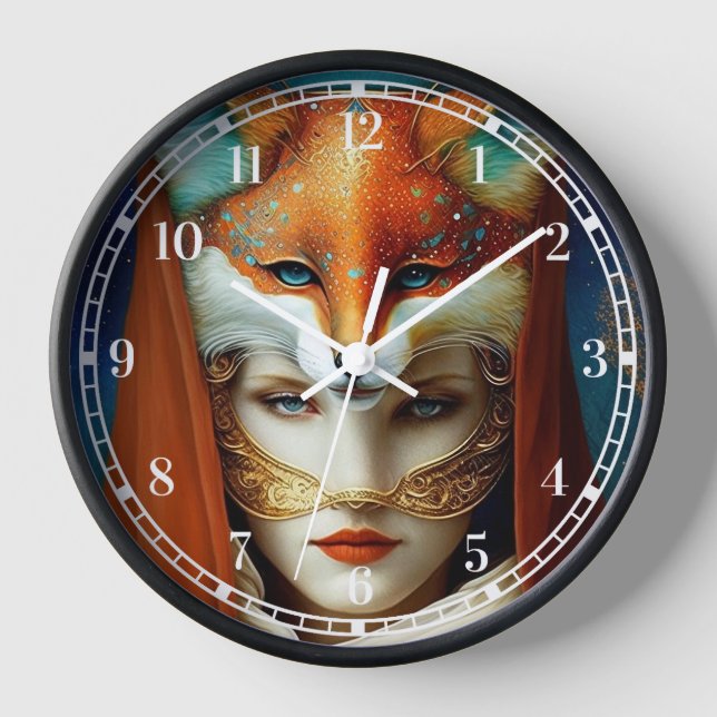 Fox Woman Surreal Fantasy Art Clock (Front)