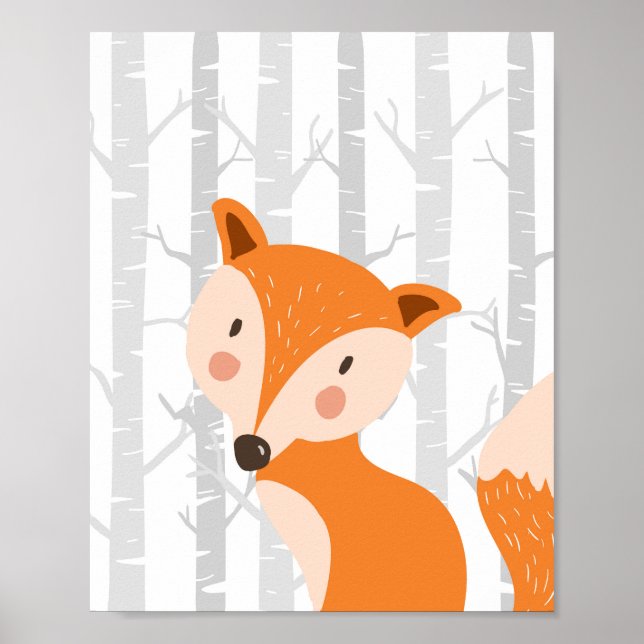 Fox Woodland Animal Nursery Wall Art Print (Front)