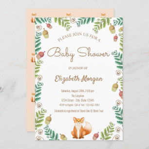 Fox, Woodland Baby Shower Invitation