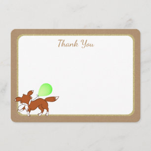 Fox Woodland Birch Tree Baby Shower Thank You Card