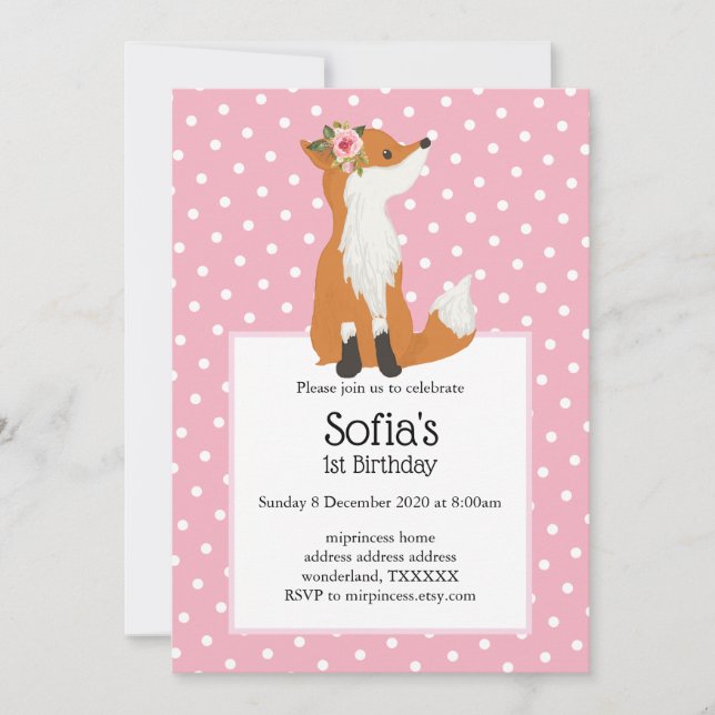 fox woodland, cute invitation (Front)