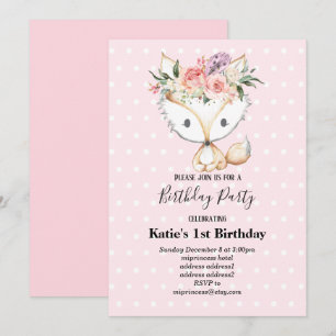 fox woodland, cute invitation