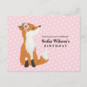 fox woodland, cute invitation postcard