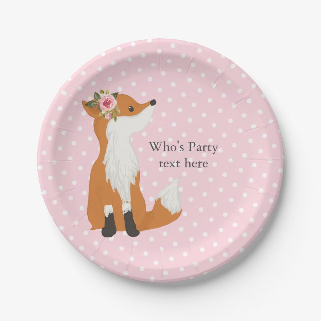 fox woodland, cute paper plate (Front)