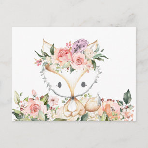 fox woodland, cute postcard