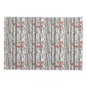 Fox Woods Woodland Nature Animal Grey Snow Trees Pillowcase