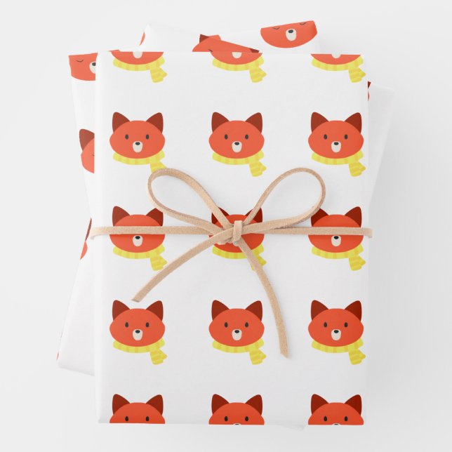 Fox Wrapping Paper Flat Sheet Set of 3 (In situ)
