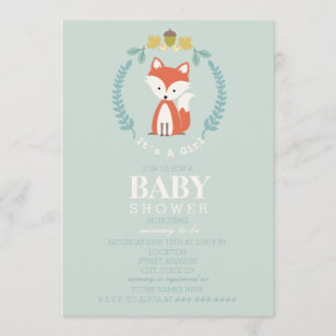Fox Wreath Baby Shower - Girl Invitation
