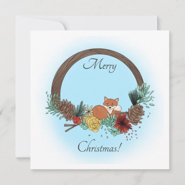 Fox Wreath  Holiday Card (Front)