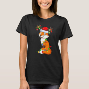 Fox Xmas Lights Santa Hat Fox Christmas T-Shirt