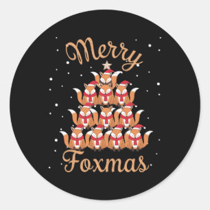 Fox Xmas Tree Foxes Christmas Tree Classic Round Sticker