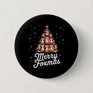 Fox Xmas Tree Foxes Christmas Tree Merry Foxmas 6 Cm Round Badge