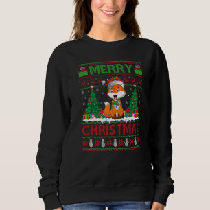 Fox  Xmas Tree Lights Ugly Santa Fox Christmas Sweatshirt