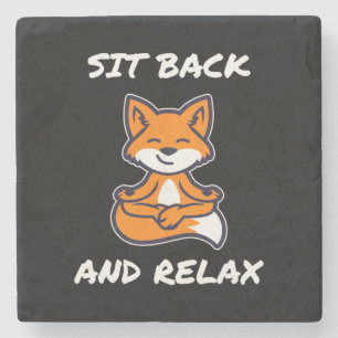 Fox Yoga Sit Back And Relax Stone Coaster