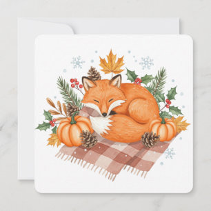 Foxand pumpkins thanksgiving card 