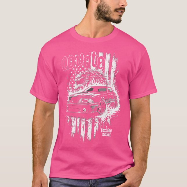 Foxbody Nation Coyote 50 Fox Body Stang Usa Flag T-Shirt (Front)