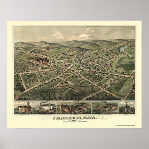 Foxborough, MA Panoramic Map - 1879 Poster