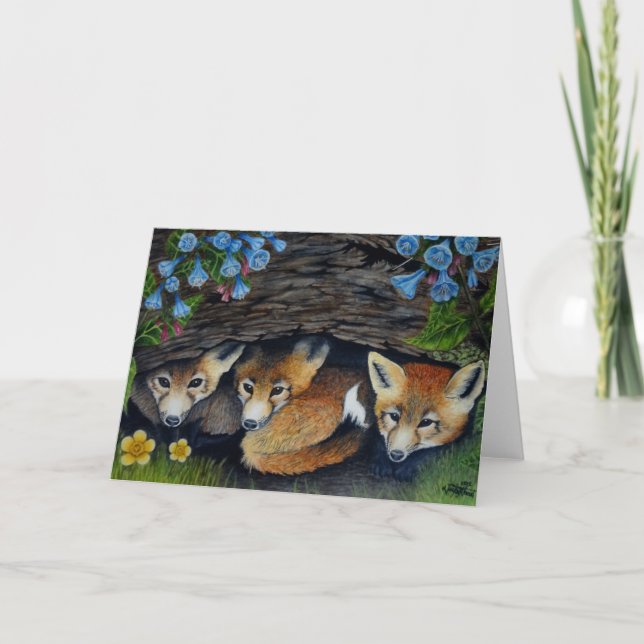 Foxes and blue bells greeting card (Front)