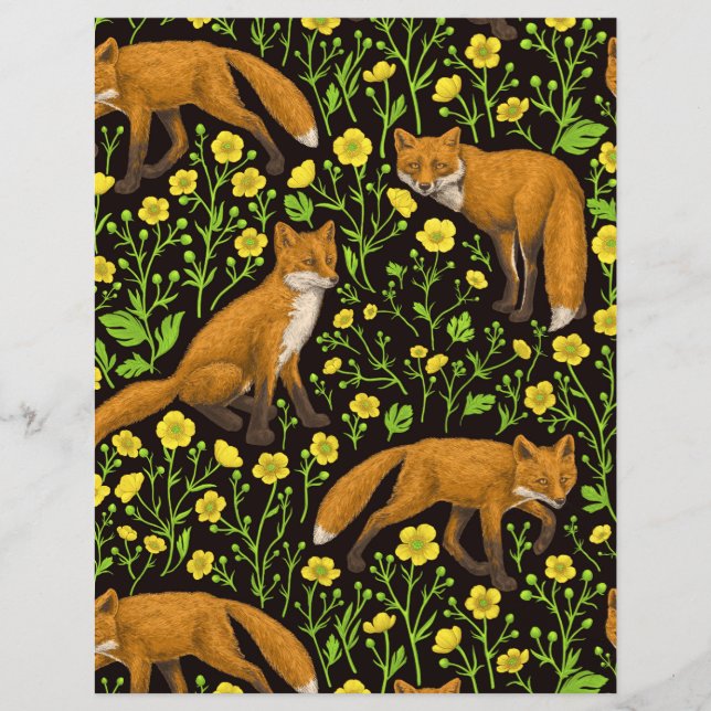 Foxes and buttercups on black (Front)