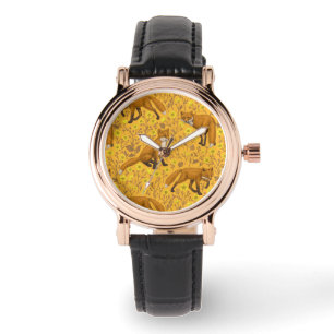 Foxes and buttercups on black watch