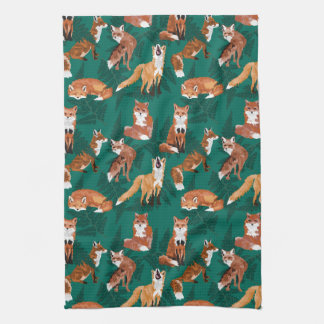 Foxes and Ferns Tea Towel