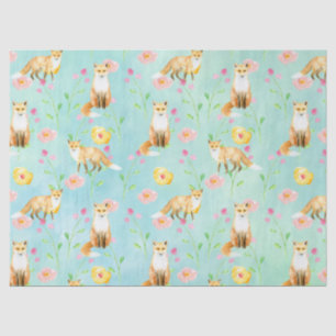 Foxes and Flowers Tissue Paper