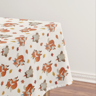 Foxes and Owl Woodland Fall Kids Birthday Tablecloth