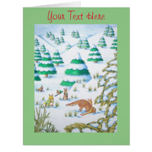 foxes and rabbits playing in the snow christmas
