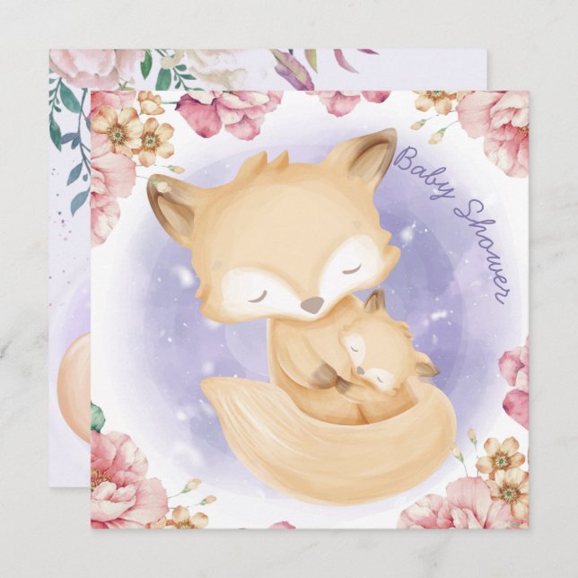 Foxes Baby Shower Invitation (Front/Back)