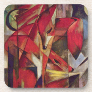 Foxes by Franz Marc, Vintage Abstract Cubism Art Coaster