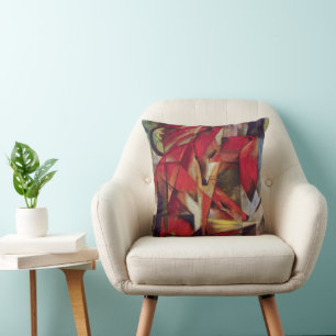 Foxes by Franz Marc, Vintage Abstract Cubism Art Cushion