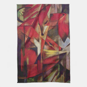 Foxes by Franz Marc, Vintage Abstract Cubism Art Tea Towel