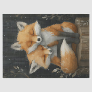 Foxes Cuddling Animals Tissue Paper