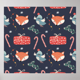 Foxes & Gifts: Christmas Seamless Pattern Poster