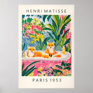 Foxes in Bathtub Art Print Funny Bathroom in