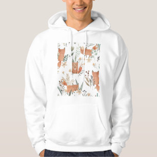 Foxes in Meadows: Watercolor Seamless Hoodie