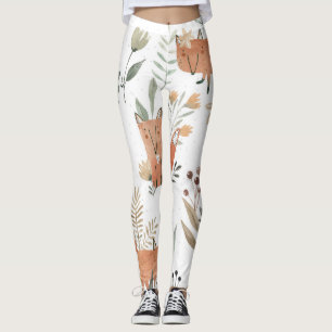 Foxes in Meadows: Watercolor Seamless Leggings