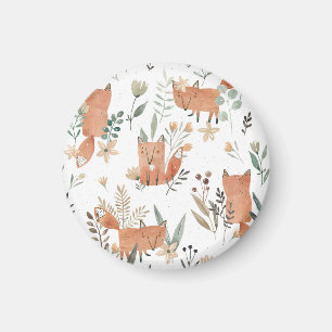 Foxes in Meadows: Watercolor Seamless Magnet
