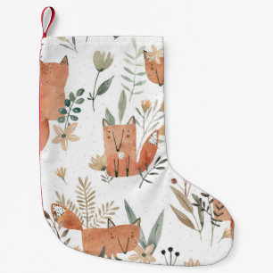 Foxes in Meadows: Watercolor Seamless Small Christmas Stocking