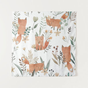 Foxes in Meadows: Watercolor Seamless Tapestry
